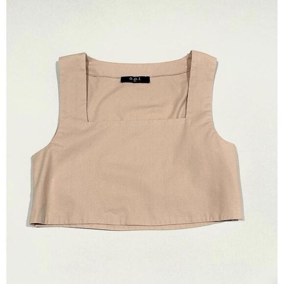 o.p.t Tank Crop Top Sleeveless Pink Square Neckline Size Medium - Picture 1 of 9